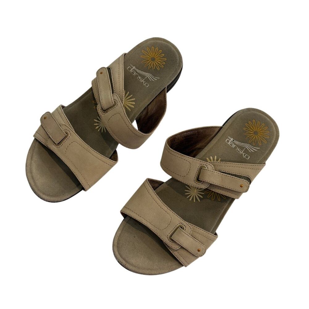Dansko Isabel Tan Leather Adjustable ortho comfort Slide Sandals Womens 39 8.5-9